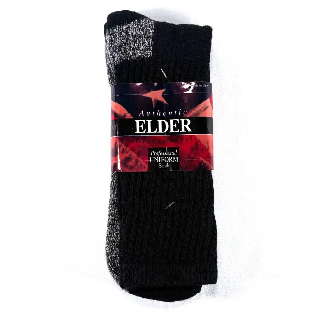 Elder Professional Uniform Black Socks‎ Cotton Blend Made in USA Size 15 - 17